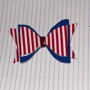 Handmade Americana Striped Red and Blue Hair Bow